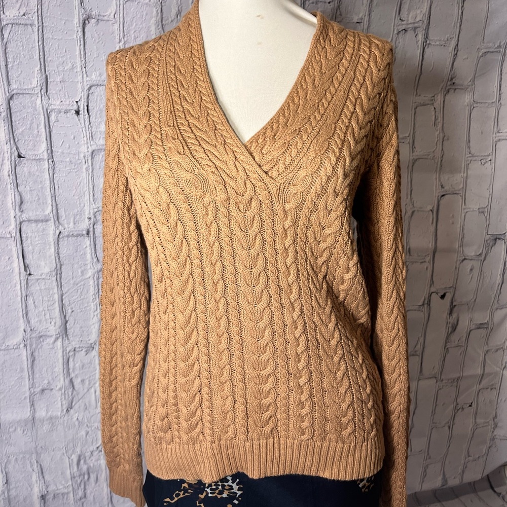 Lauren by Ralph Lauren tan cable knit 100% cotton sweater. Perfect! Size S